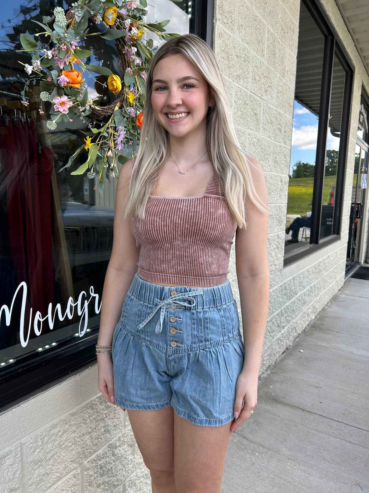 Ribbed mocha tank