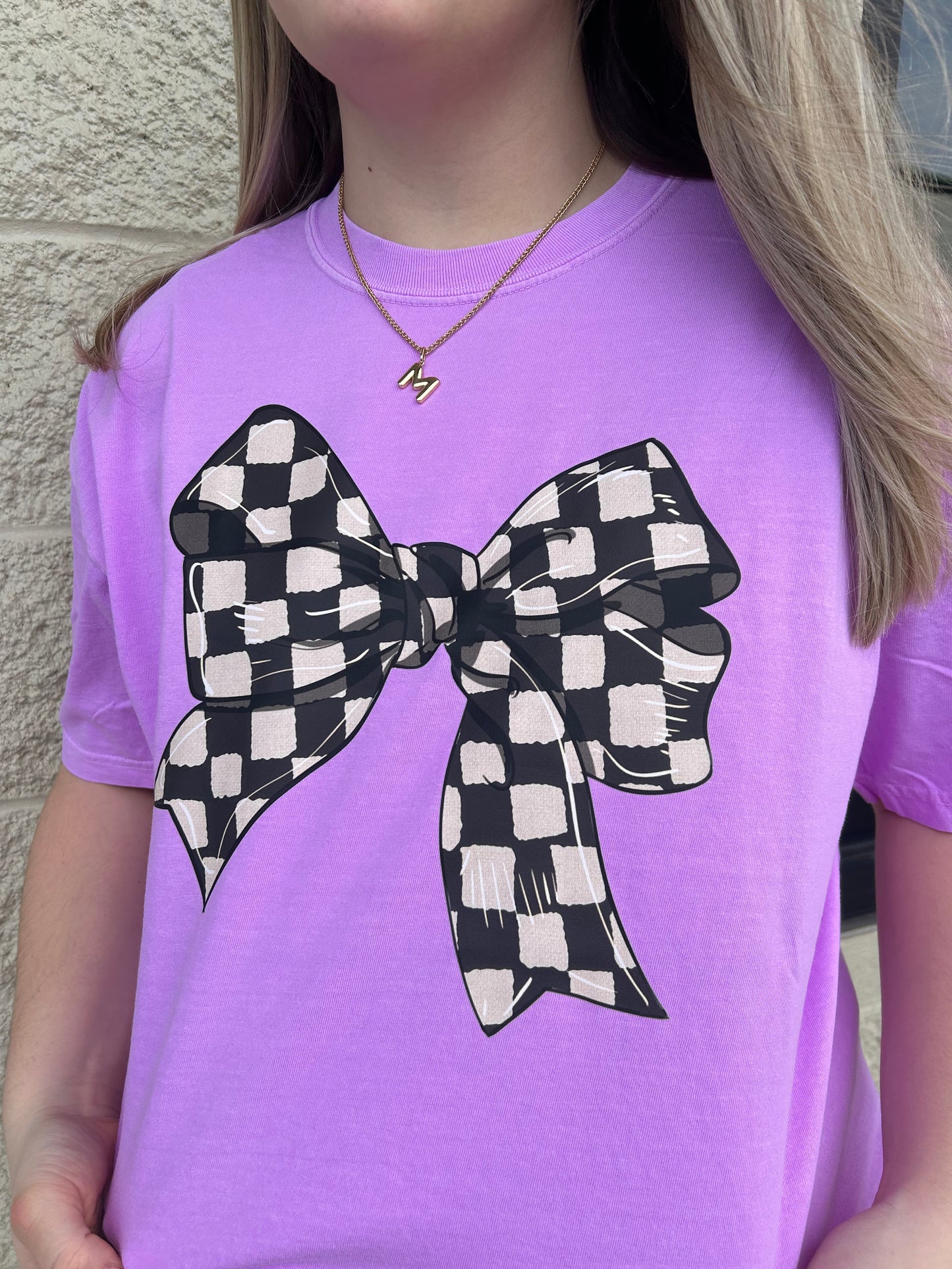 Checkered Bow Graphic Tee