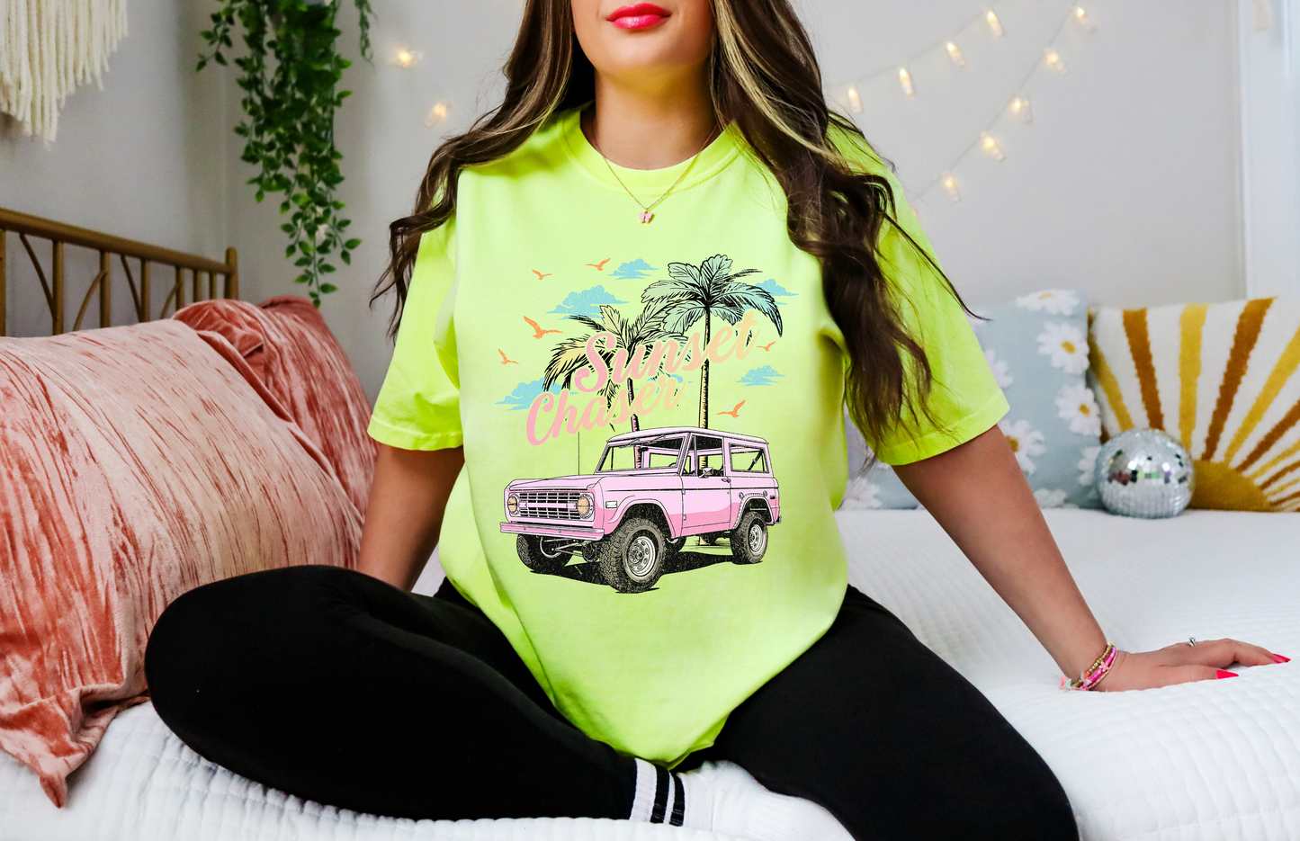 Neon Bronco Chasing Sunsets Tee