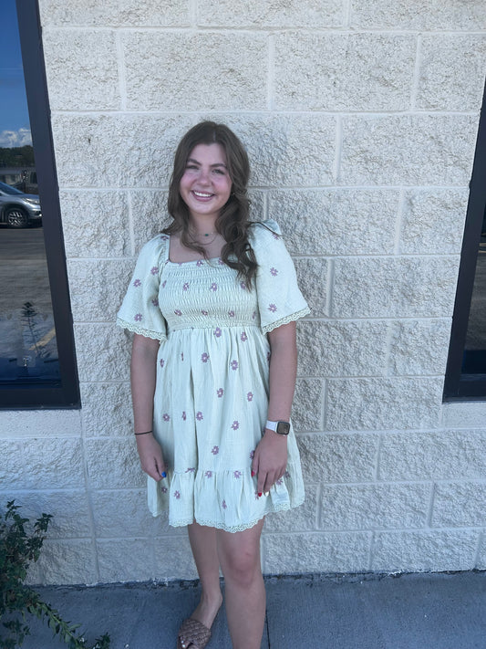 Floral Embroidery Dress