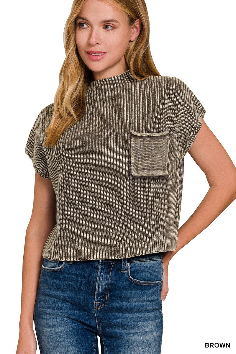 Ribbed Short Sleeve Sweater