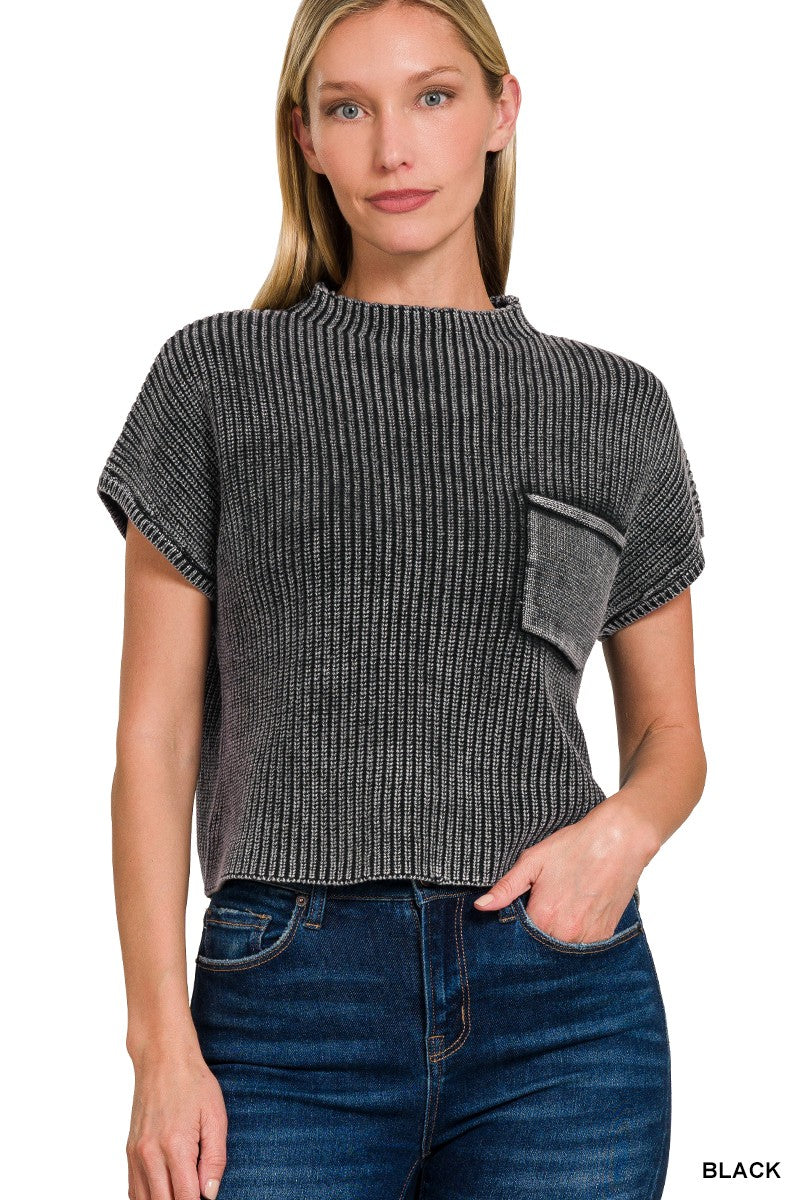 Ribbed Short Sleeve Sweater