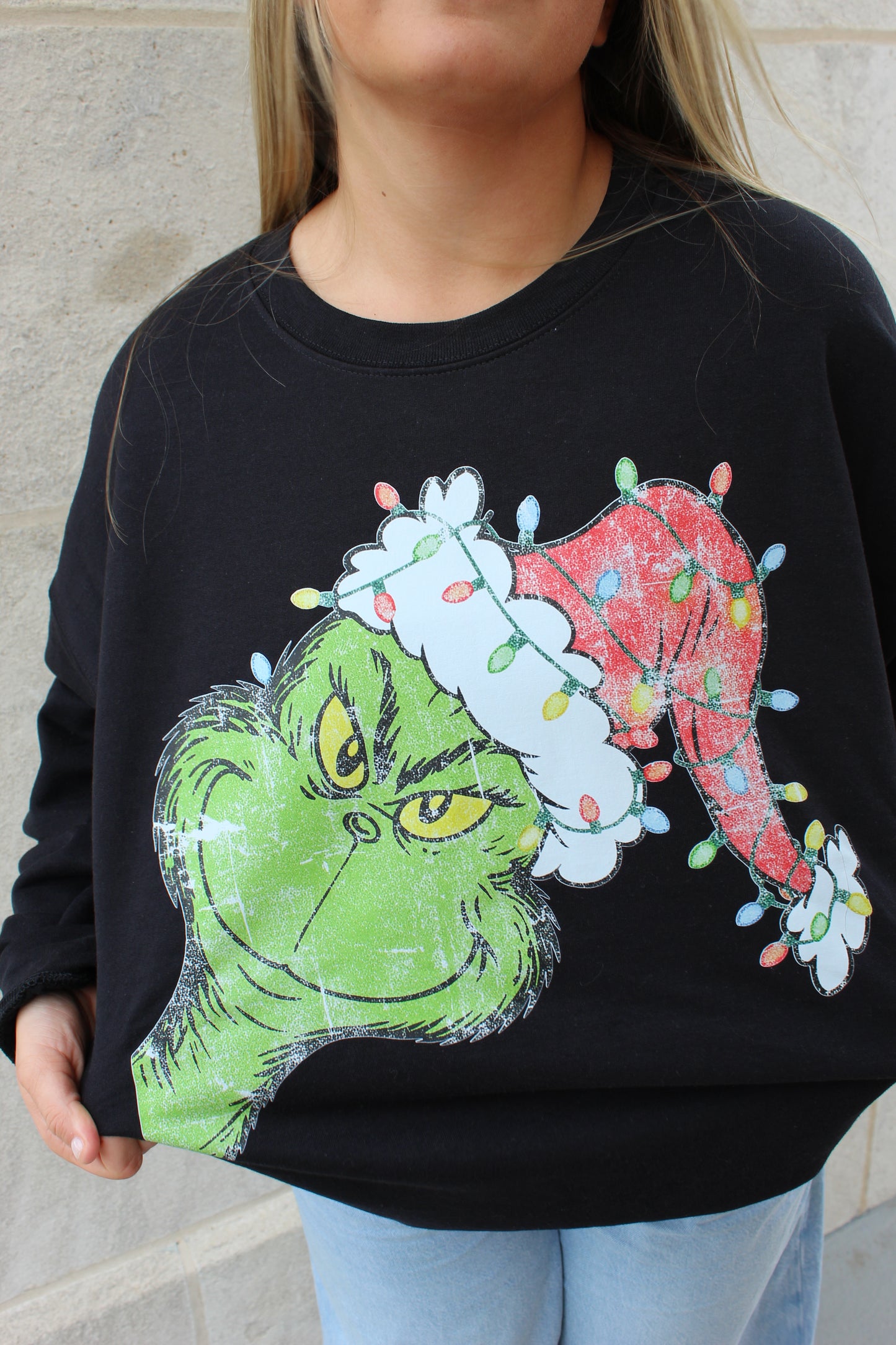 Peek A Boo Grinch Crewneck