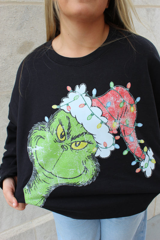 Peek A Boo Grinch Crewneck