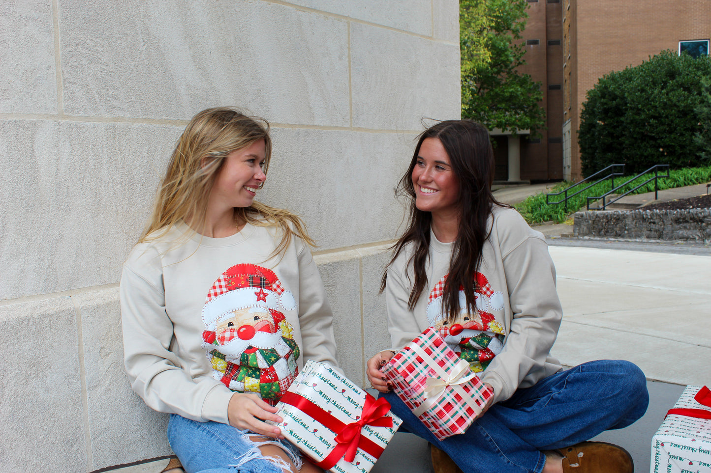 Patchwork Santa Crewneck