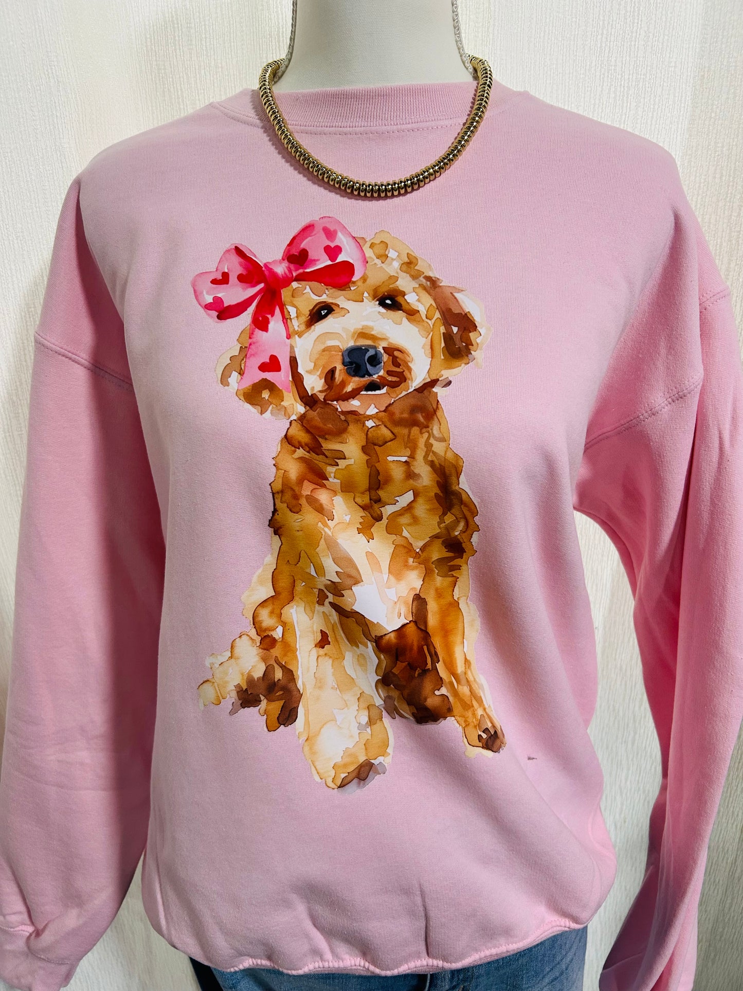 Golden Doodle With Bow Graphic