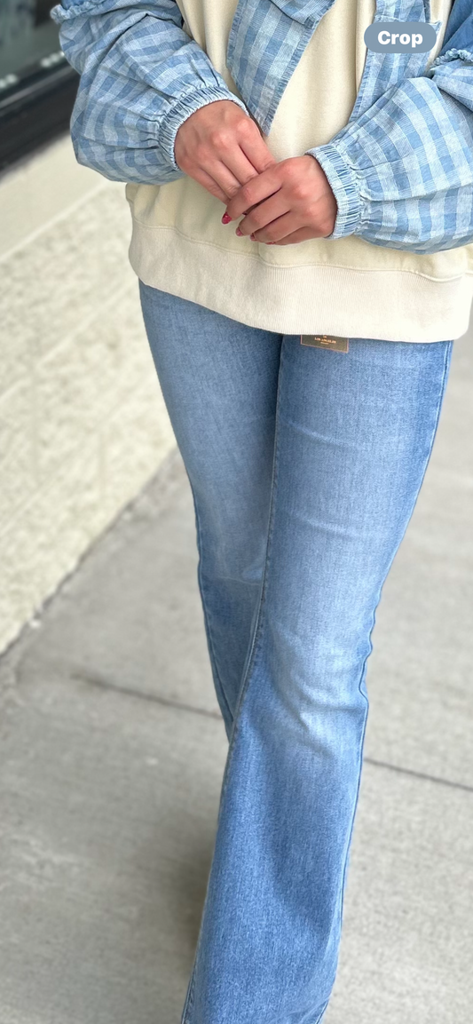 Light wash flare jeans