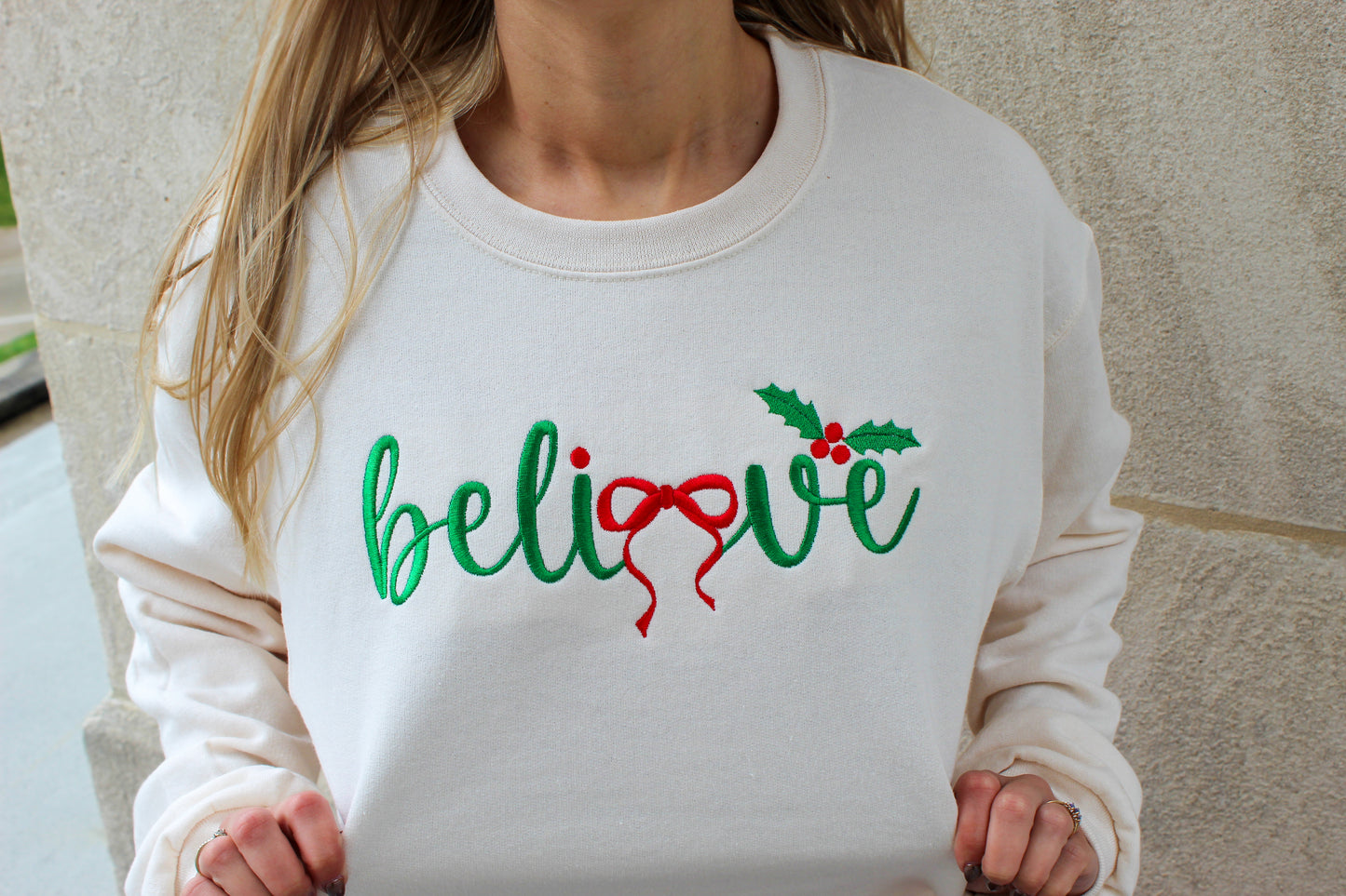Believe Embroidered Crewneck