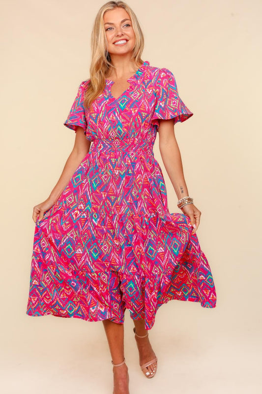 Vacation Mode Dress Pink with Blue