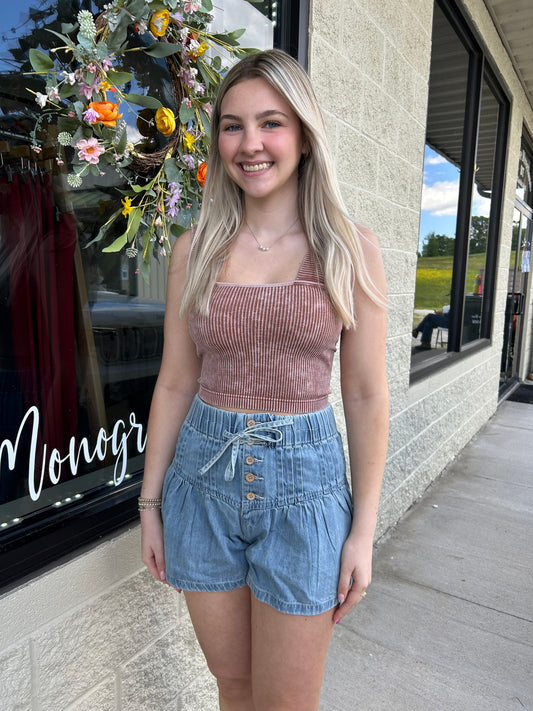 Ribbed mocha tank
