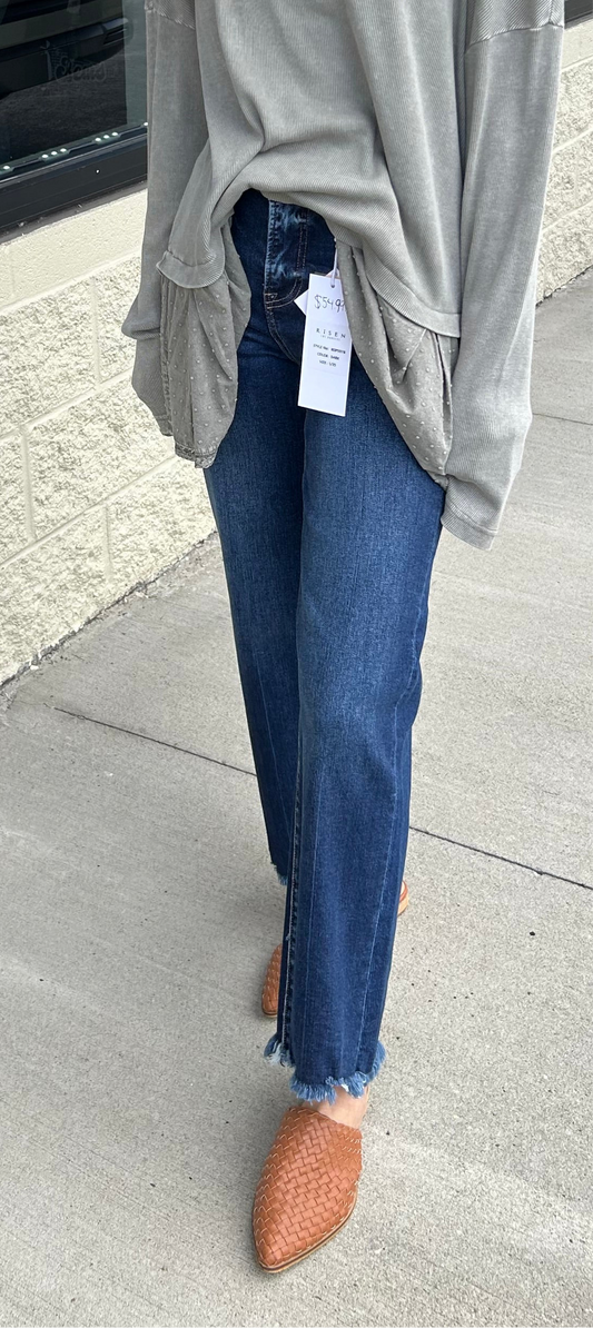 Hi rise dark wash jeans