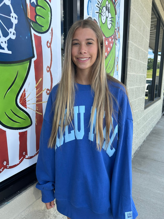 Blue on Blue LuluMac Crewneck