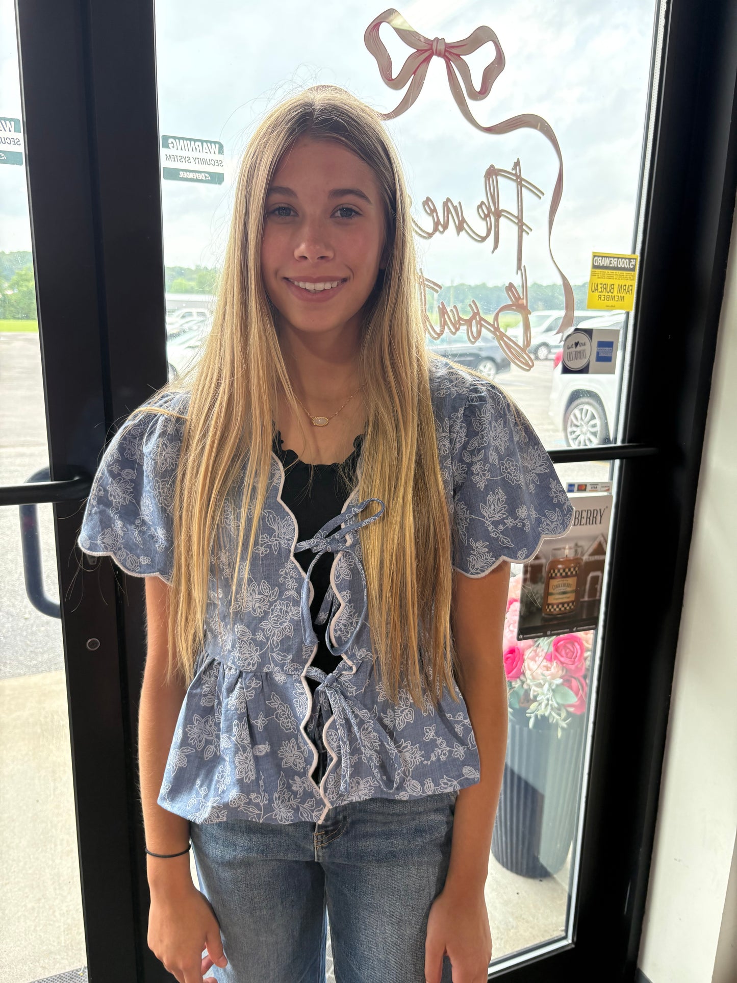 Scalloped Embroidery Top