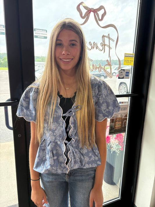 Scalloped Embroidery Top