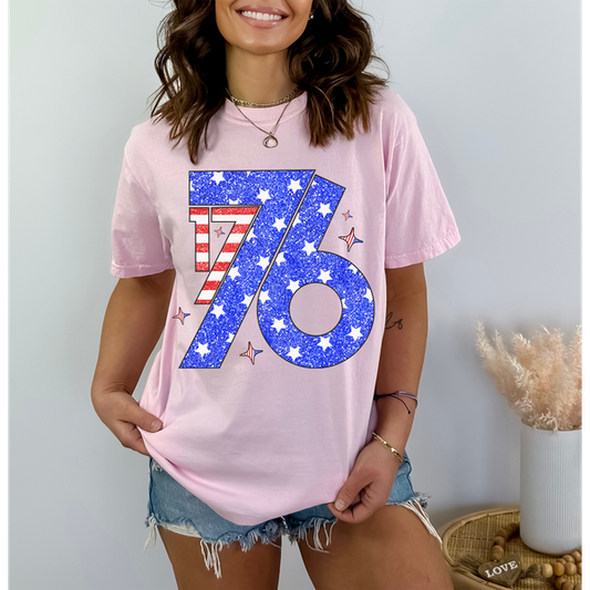 1776 USA Design - Light Pink Tee