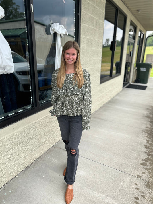 Olive Leopard Top