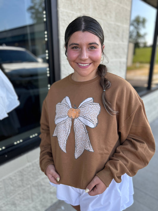 Pumpkin Cheetah Bow Graphic