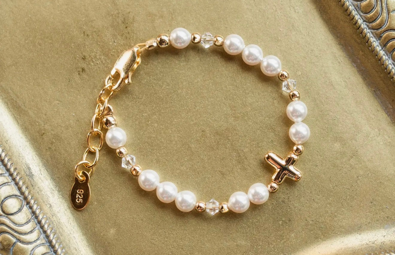 Pearl and gold with cross