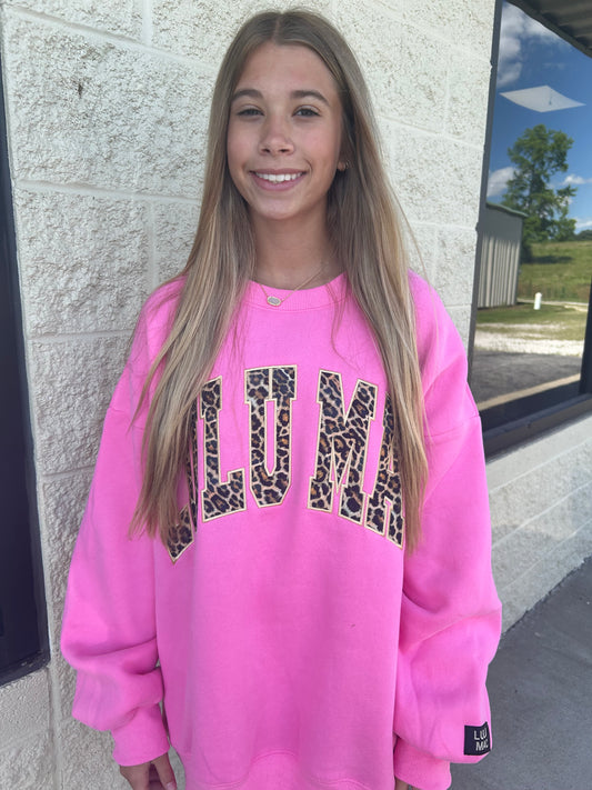 Pink Leopard Print LuluMac Crewneck