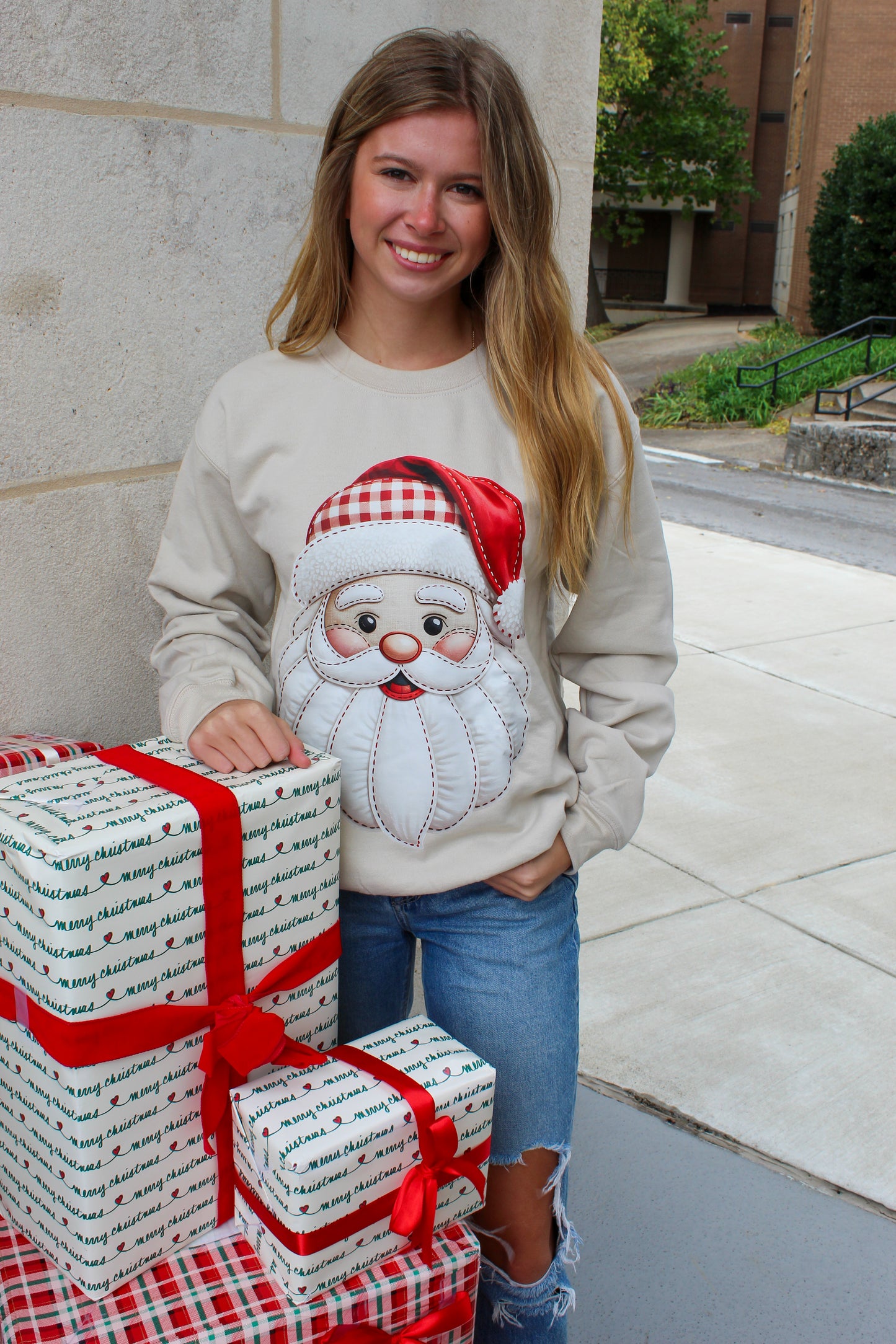 Quilted Santa Crewneck