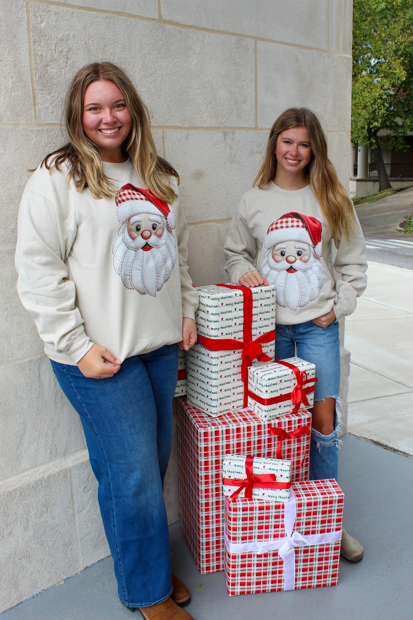 Quilted Santa Crewneck