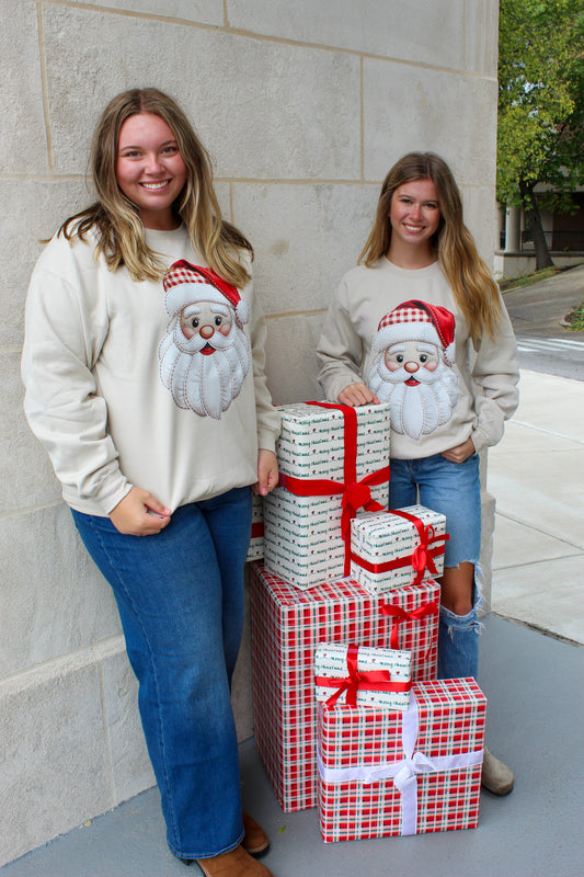 Quilted Santa Crewneck