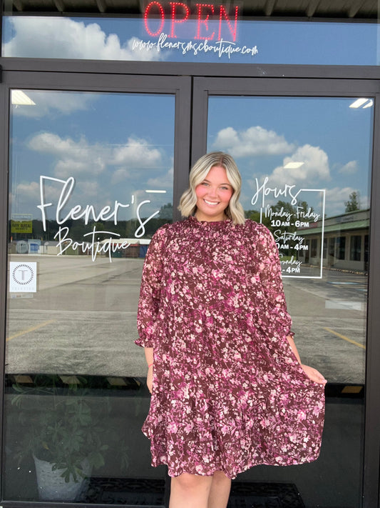 Burgundy Floral Dress