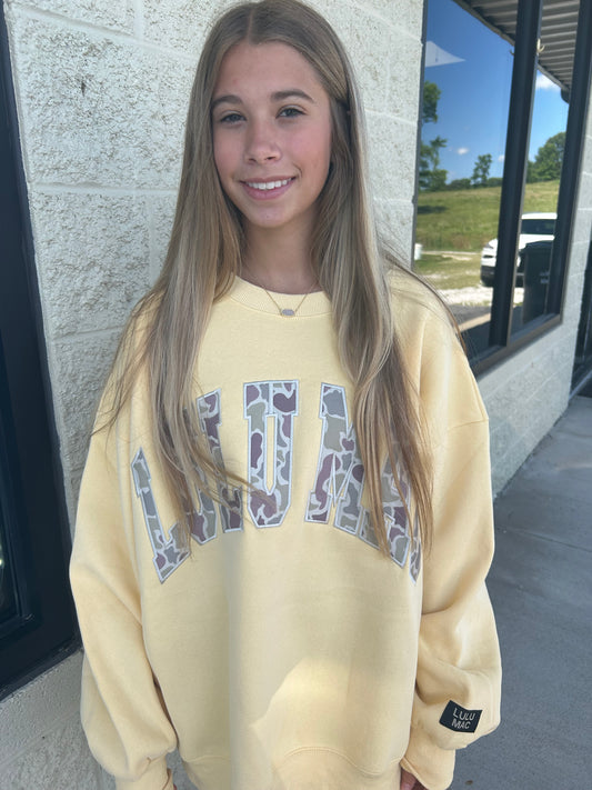 Yellow Camo LuluMac Crewneck