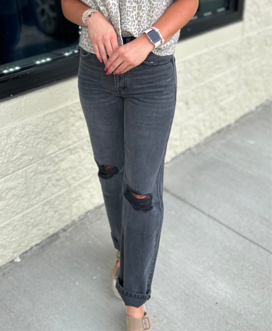 Distressed black jeans