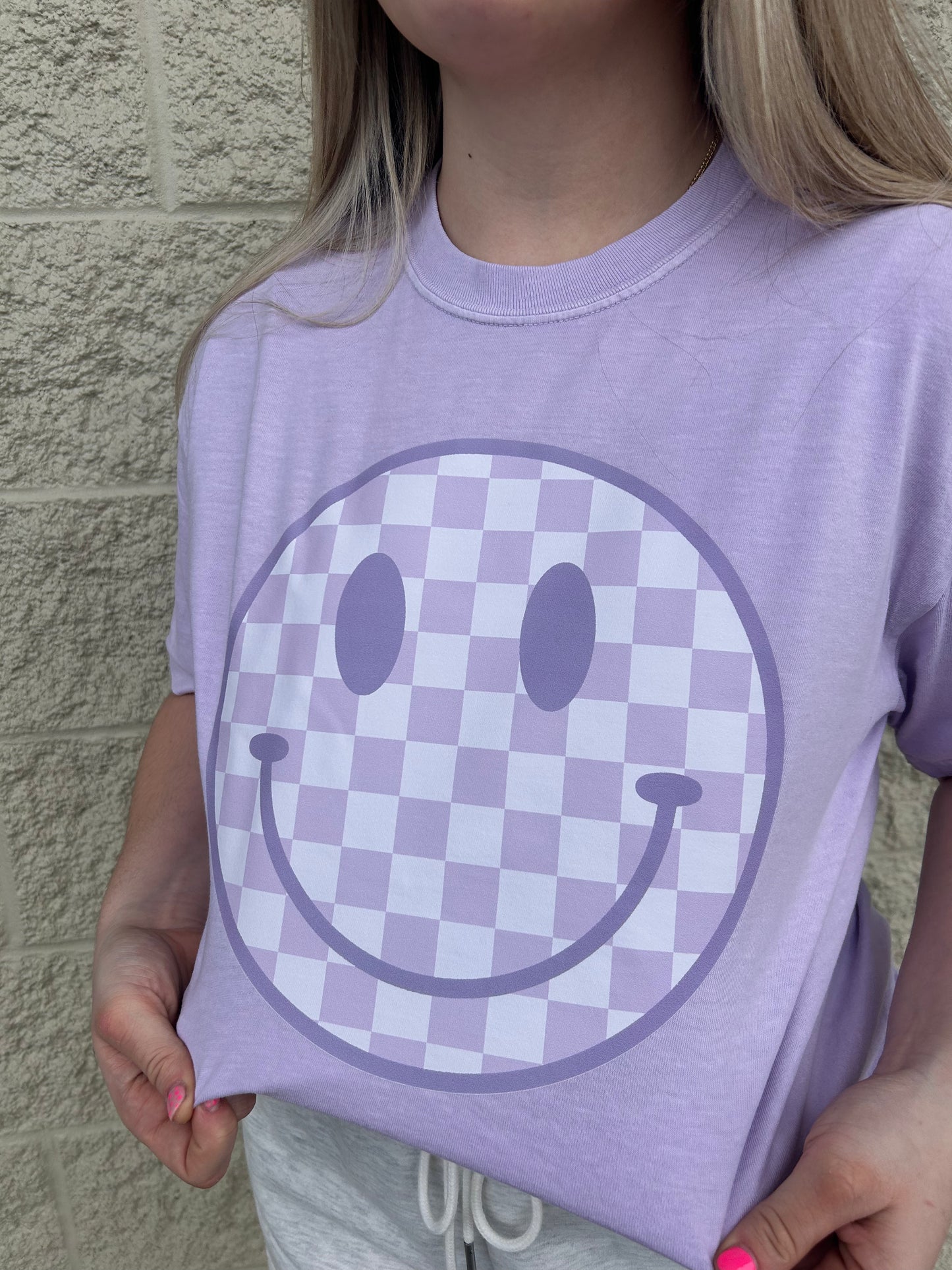 Checkered Smiley Face Graphic