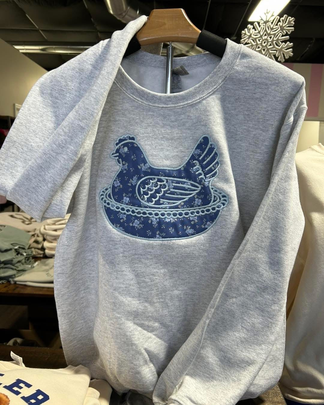 Hen on Nest Embroidery Crewneck