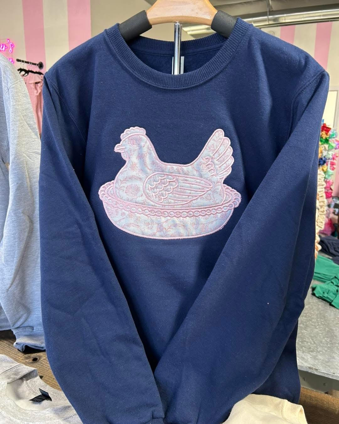 Hen on Nest Embroidery Crewneck